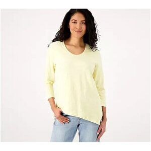Studio Park x Amy Stran Asymmetrical Hem T-Shirt Light Yellow  X-Small A586169